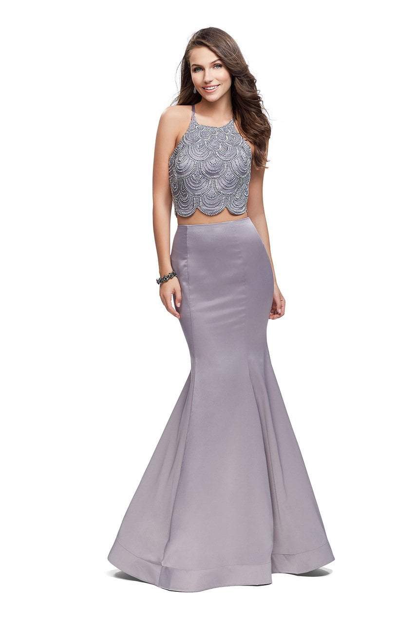 La Femme - 26035 Beaded Two Piece Satin Mermaid Dress
