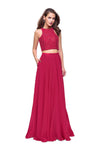 Sexy A-line Floor Length Natural Waistline Sleeveless Halter Pocketed Back Zipper Beaded Cutout Dress