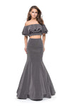 Sophisticated Natural Waistline Jersey Mermaid Off the Shoulder Back Zipper Dress With Ruffles