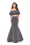 Sophisticated Jersey Mermaid Back Zipper Natural Waistline Off the Shoulder Dress With Ruffles