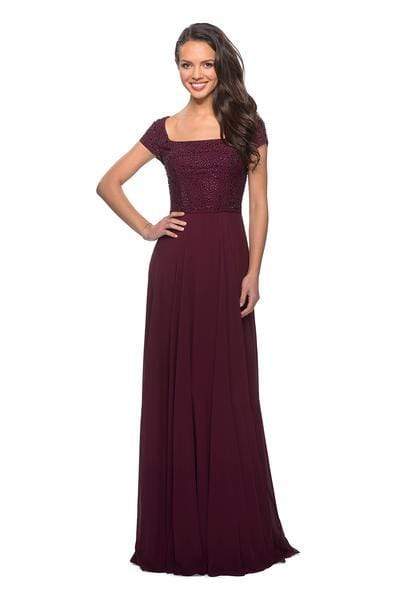 La Femme - 26512 Embellished Square Neck Chiffon A-line Dress
