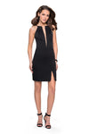 Sheath Cocktail Short Spaghetti Strap Natural Waistline Jeweled Neck Slit Fitted Jeweled Back Zipper Open-Back Illusion Sheer Sheath Dress/Party Dress