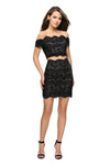 Lace Short Natural Waistline Sheath Off the Shoulder Fitted Back Zipper Sheath Dress