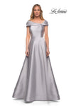 Sophisticated A-line Floor Length Natural Waistline Cap Sleeves Back Zipper Asymmetric Fitted Pleated Pocketed Dress