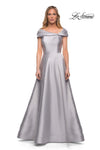 Sophisticated A-line Pocketed Fitted Asymmetric Pleated Back Zipper Cap Sleeves Natural Waistline Floor Length Dress