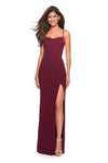 Sophisticated Jersey Open-Back Lace-Up Slit Sleeveless Spaghetti Strap Sheath Mermaid Floor Length Plunging Neck Sweetheart Natural Waistline Sheath Dress/Prom Dress