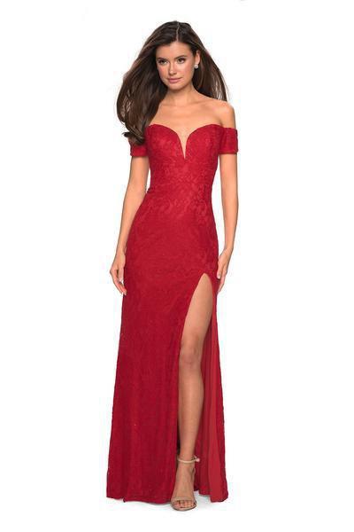 Sexy A-line Sheath Mermaid Natural Waistline Floor Length Off the Shoulder Lace Bandeau Neck Plunging Neck Sweetheart Sheer Back Zipper Fitted Slit Sheath Dress