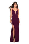 Sheath Natural Waistline Sleeveless Spaghetti Strap Illusion Slit Sheer Back Zipper Plunging Neck Sweetheart Floor Length Jersey Sheath Dress with a Brush/Sweep Train