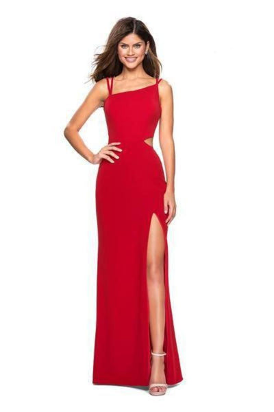 Sheath Natural Waistline Asymmetric Slit Back Zipper Cutout Sleeveless Jersey Sheath Dress/Evening Dress/Prom Dress