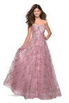 A-line Strapless Sweetheart Natural Waistline Floor Length Back Zipper Fitted Sequined Dress