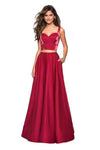 Sophisticated A-line Floor Length Sweetheart Satin Sleeveless Thick Straps Empire Waistline Open-Back Pocketed Back Zipper Two-Toned Print Dress