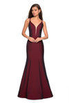 Jersey Floor Length Plunging Neck Sweetheart Mermaid Sleeveless Spaghetti Strap Empire Waistline Illusion Back Zipper Sheer Dress