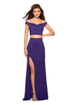 Floor Length Jersey Off the Shoulder Fitted Slit V Back Back Zipper Natural Waistline Sheath Sheath Dress