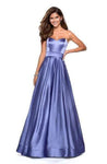 Tall A-line Strapless Open-Back Pocketed Back Zipper Empire Waistline Sweetheart Prom Dress with a Brush/Sweep Train