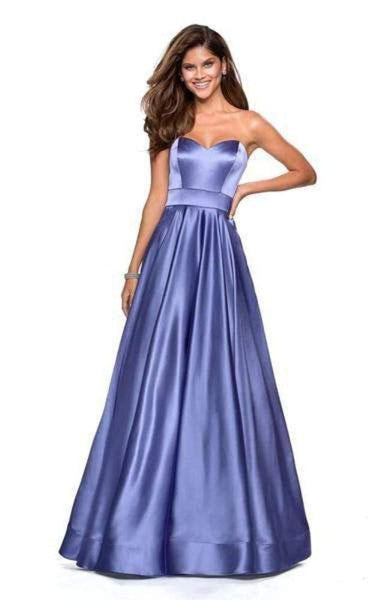 Tall A-line Strapless Back Zipper Open-Back Pocketed Empire Waistline Sweetheart Prom Dress with a Brush/Sweep Train