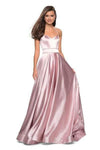 Tall A-line Strapless Sweetheart Empire Waistline Open-Back Pocketed Back Zipper Prom Dress with a Brush/Sweep Train