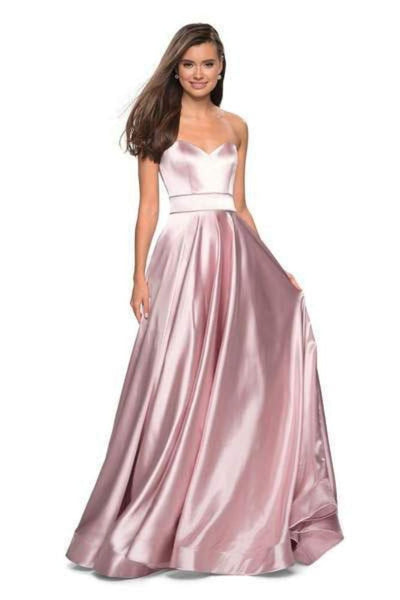 Tall A-line Strapless Empire Waistline Back Zipper Pocketed Open-Back Sweetheart Prom Dress with a Brush/Sweep Train