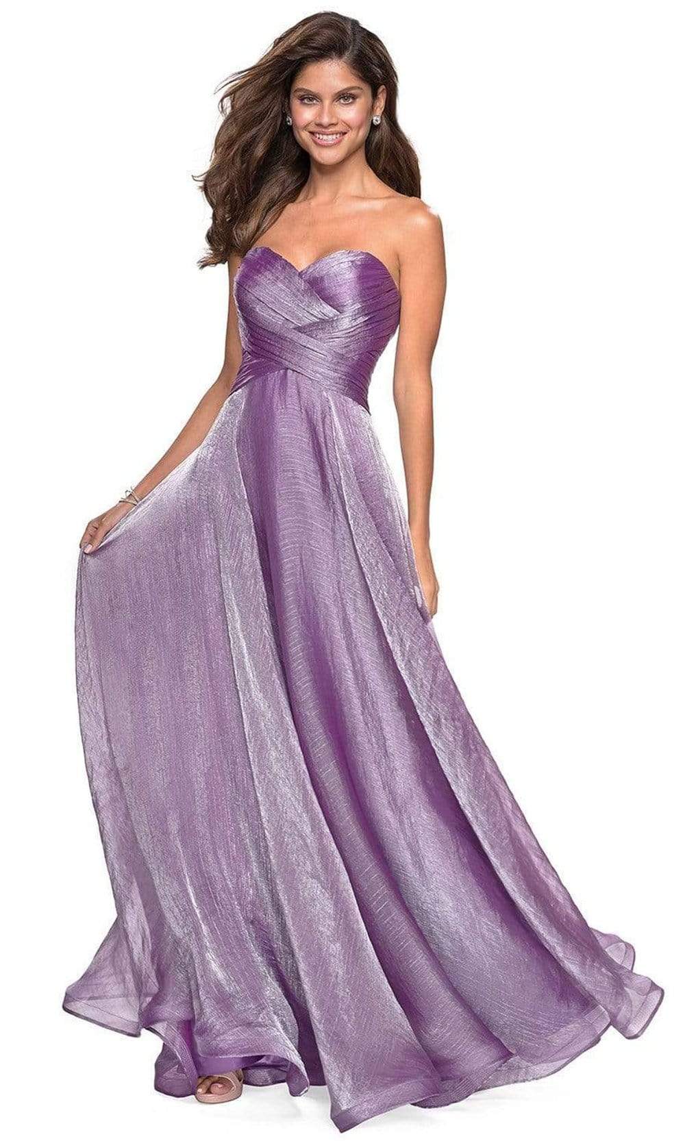 La Femme - 27515 Strapless Sweetheart Metallic Chiffon Prom Dress
