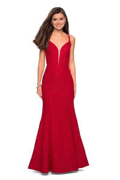 La Femme - 27560 Plunging Sweetheart Strappy Mermaid Dress
