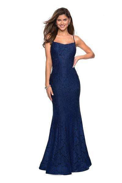 Floor Length Sleeveless Straight Neck Natural Waistline Cutout Back Zipper Lace Mermaid Evening Dress/Prom Dress