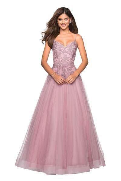 La Femme - 27569 Floral Embellished V-Neck Ballgown
