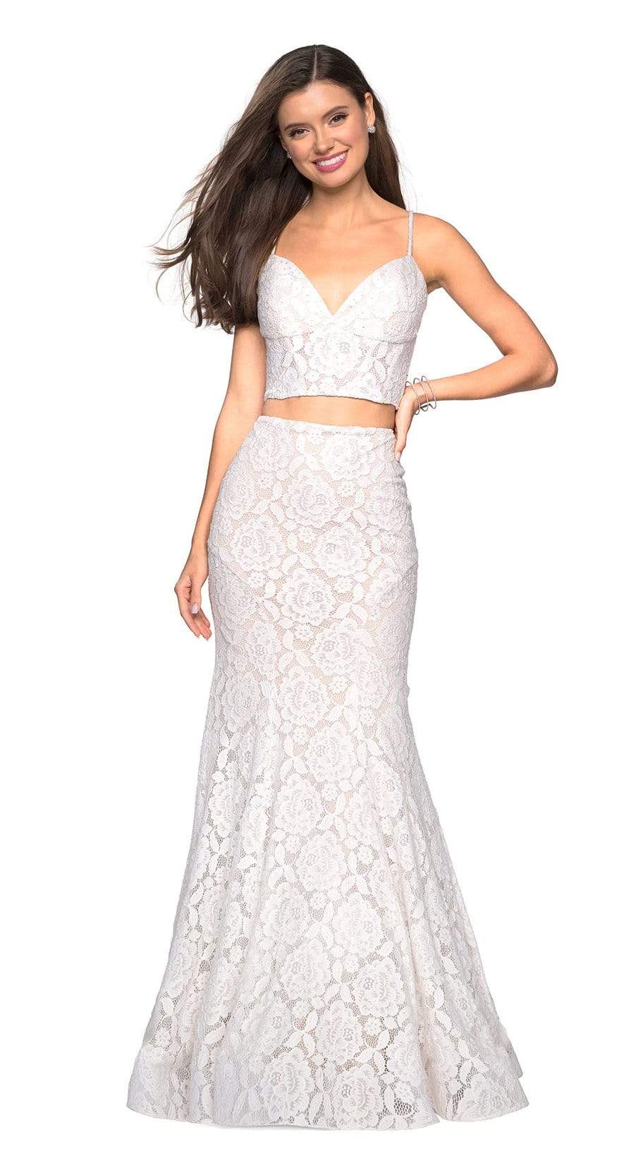 La Femme - 27589 Two Piece Lace Stretch Jersey Mermaid Dress
