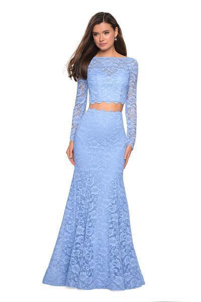 La Femme - 27601 Two-Piece Allover Lace Long Sleeve Evening Gown
