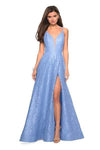 Sexy Sophisticated A-line V-neck Floor Length Slit Back Zipper Open-Back Sheer Fitted Sleeveless Plunging Neck Natural Waistline Evening Dress With Rhinestones