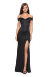 Satin Slit Fitted Back Zipper Natural Waistline Notched Collar Sheath Cap Sleeves Off the Shoulder Floor Length Sheath Dress