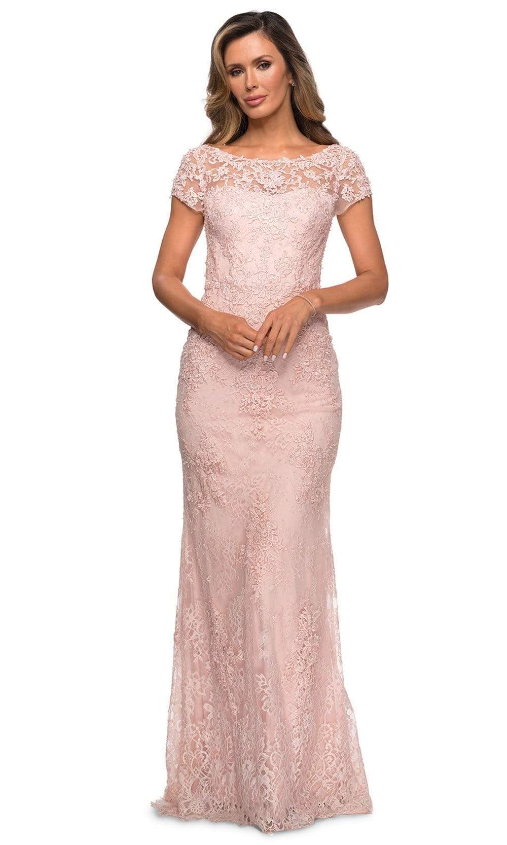 La Femme - 27856 Lace Bateau Mother of the Bride Sheath Dress
