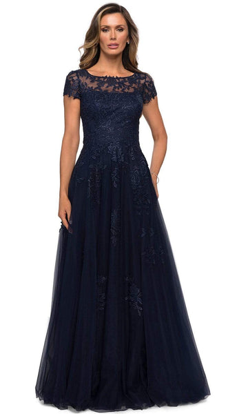 Modest A-line Bateau Neck Floral Print Natural Waistline Floor Length Fitted Back Zipper Cap Sleeves Mother-of-the-Bride Dress With Rhinestones