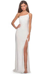 Sexy Jersey Natural Waistline Sheath Fitted Slit Back Zipper Floor Length One Shoulder Sheath Dress/Prom Dress with a Brush/Sweep Train