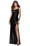 One Shoulder Sleeveless Spaghetti Strap Sheath Natural Waistline Sequined Open-Back Slit Asymmetric Sheath Dress/Evening Dress