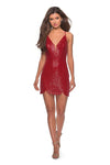 Sexy V-neck Spaghetti Strap Cocktail Short Sheath Open-Back Fitted Sequined Back Zipper Sheer Natural Waistline Plunging Neck Sheath Dress