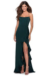 Sexy Fitted Lace-Up Faux Wrap Open-Back Jersey High-Low-Hem Ruffle Trim Natural Waistline Sleeveless Spaghetti Strap Sheath Scoop Neck Sheath Dress/Prom Dress with a Brush/Sweep Train