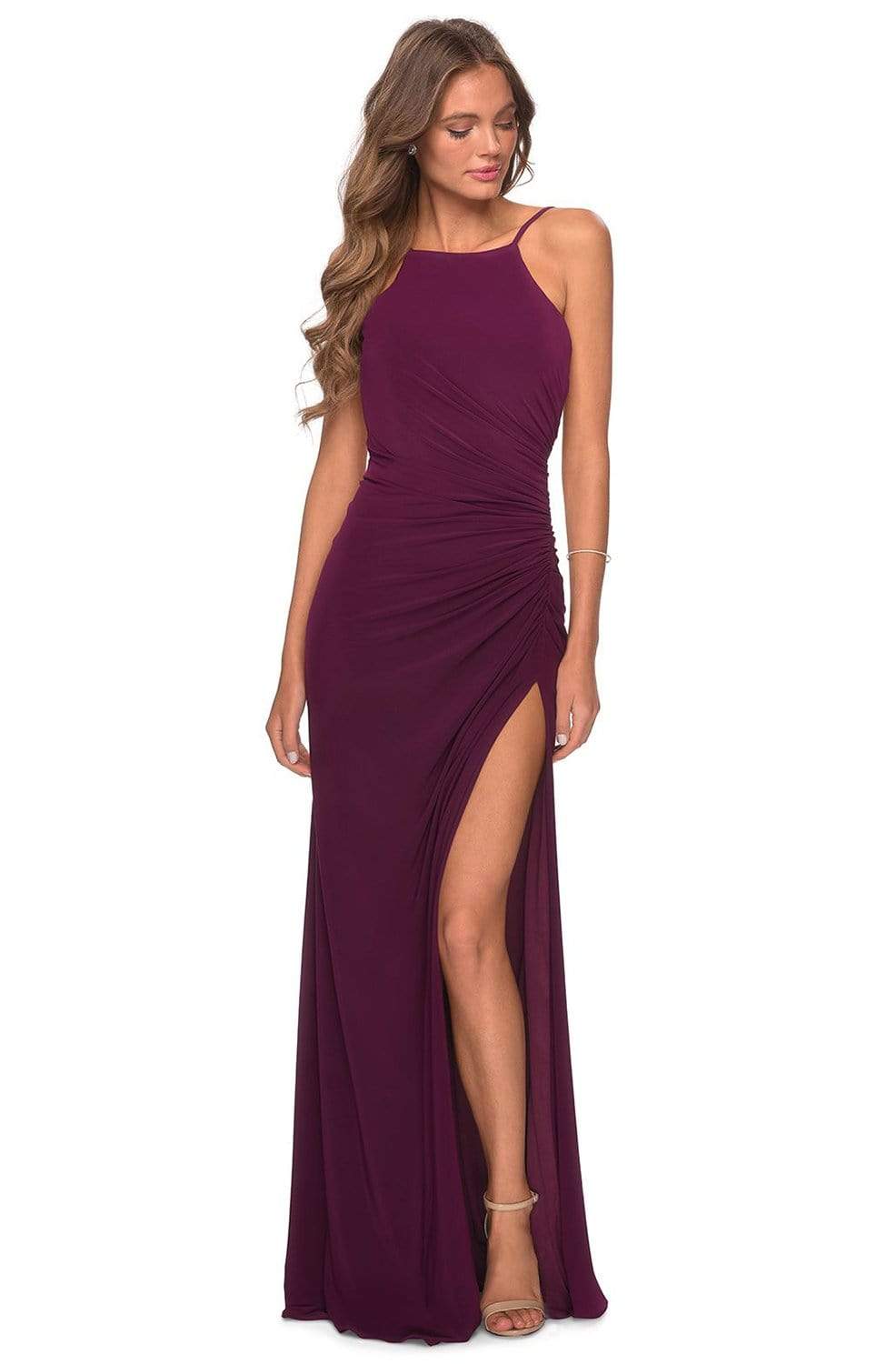 La Femme - 28302 Halter Neck Jersey Sheath Dress
