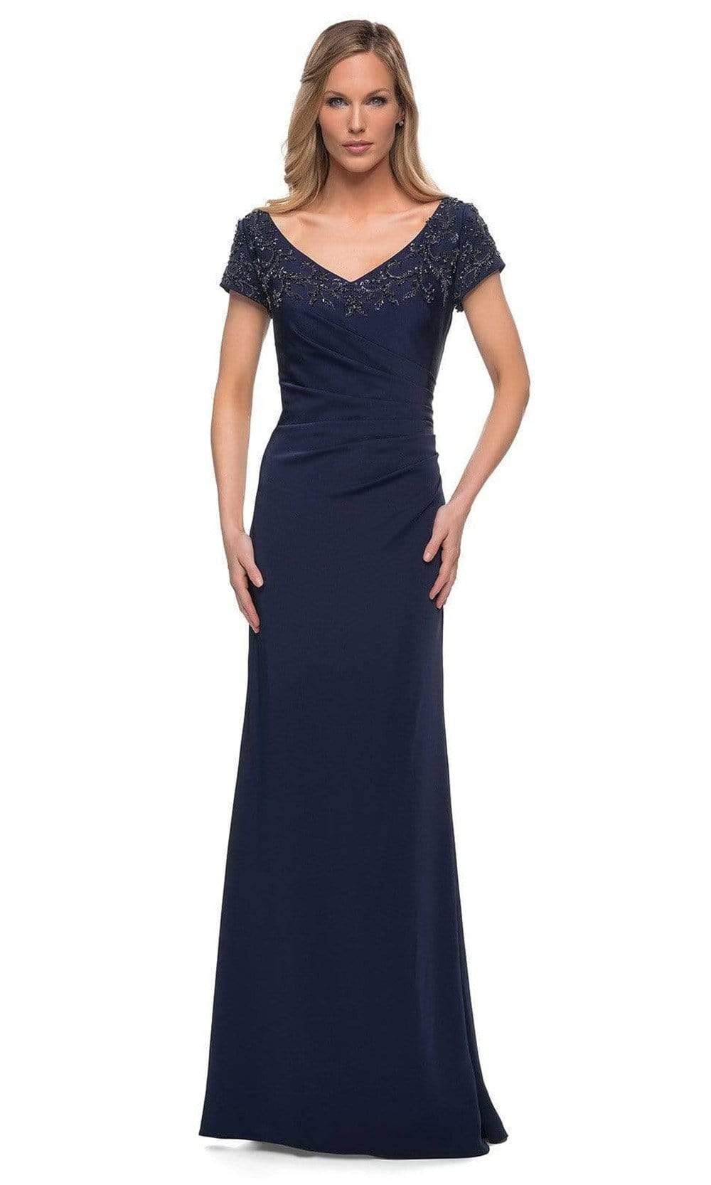 La Femme - 28321 V-Neck Fitted Evening Dress
