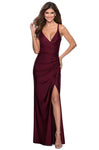 Sexy V-neck Plunging Neck Floor Length Open-Back Ruched Slit Fitted Sheath Natural Waistline Jersey Sleeveless Sheath Dress/Evening Dress/Prom Dress with a Brush/Sweep Train