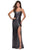 La Femme - 28514 Crisscross Open Back Halter Neck Sequin Evening Gown Evening Dresses 00 / Gunmetal