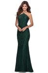 Halter Sleeveless Natural Waistline Open-Back Fitted Beaded Back Zipper Applique Lace Sheath Sheath Dress with a Brush/Sweep Train
