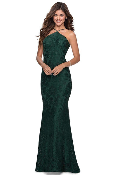 Sheath Beaded Open-Back Fitted Back Zipper Applique Halter Sleeveless Natural Waistline Lace Sheath Dress with a Brush/Sweep Train