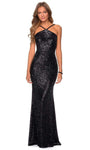 Sheath Natural Waistline Sleeveless Scoop Neck Backless Sequined Open-Back Back Zipper Fitted Sheath Dress/Evening Dress/Prom Dress with a Brush/Sweep Train