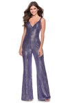 V-neck Plunging Neck Sequined Back Zipper V Back Fitted Sleeveless Natural Waistline Jumpsuit