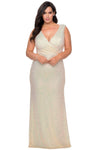 Plus Size V-neck Floor Length Sheath Natural Waistline Sleeveless V Back Sequined Back Zipper Sheath Dress/Evening Dress/Prom Dress