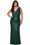 Plus Size V-neck Floor Length Sheath Natural Waistline V Back Sequined Back Zipper Sleeveless Sheath Dress/Evening Dress/Prom Dress