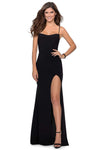 Sleeveless Jersey Sheath Scoop Neck Slit Lace-Up Back Zipper Cutout Ruched Open-Back Corset Natural Waistline Sheath Dress/Evening Dress with a Brush/Sweep Train