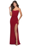 Sleeveless Corset Natural Waistline Sheath Scoop Neck Back Zipper Cutout Ruched Lace-Up Open-Back Slit Jersey Sheath Dress/Evening Dress with a Brush/Sweep Train