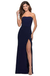 Modest Strapless Natural Waistline Back Zipper Slit Open-Back Cutout Jersey Sheath Bandeau Neck Straight Neck Sheath Dress/Prom Dress with a Brush/Sweep Train