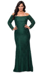 Back Zipper Fitted Lace Long Sleeves Off the Shoulder Natural Waistline Sheath Sheath Dress/Party Dress with a Brush/Sweep Train