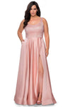 A-line Pleated Fitted Satin Sleeveless Evening Dress/Prom Dress by La Femme